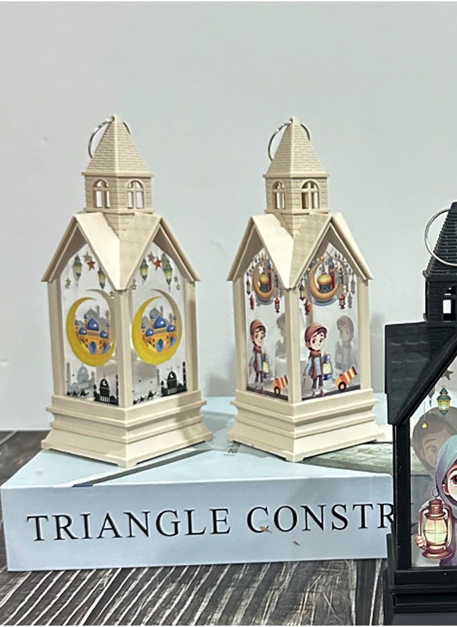 HOMESTAR Castle-Shaped Electronic Candle Handheld Wind Lamp with Hanging Decoration, Ideal Ornament for Ramadan Festival Home Decoration White  - Image 4