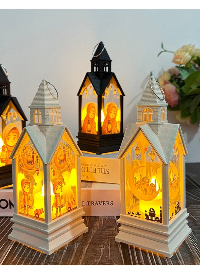 HOMESTAR Castle-Shaped Electronic Candle Handheld Wind Lamp with Hanging Decoration, Ideal Ornament for Ramadan Festival Home Decoration White  - Image 2