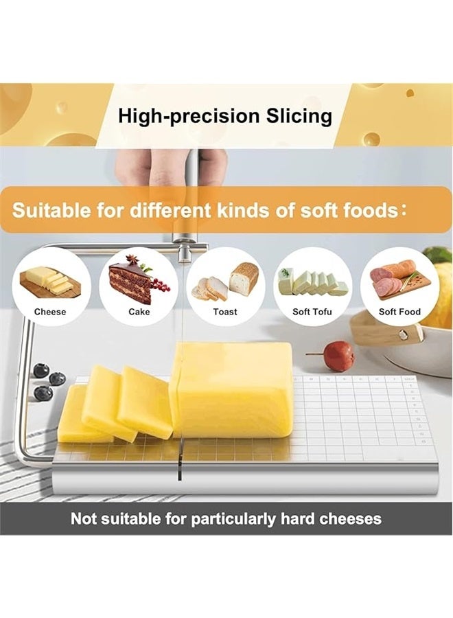 Stainless Steel Cheese Slicer silver, Cheese Slicer,Stainless Steel Cheese Slicers for Block Cheese,Cheese Cutter with Board and Measuring Grids,with 5 Extra Replacement Wires  - Image 4