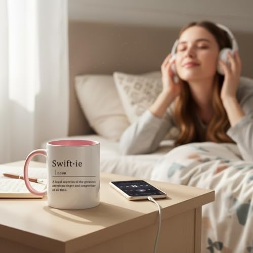 Toshiy Music Lover Coffee Mug, Swifie Mug, Musician Cup for Woman Christmas White Elephant Gifts for Music Lovers Fans 11OZ Pink - Image 5