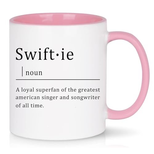 Toshiy Music Lover Coffee Mug, Swifie Mug, Musician Cup for Woman Christmas White Elephant Gifts for Music Lovers Fans 11OZ Pink - Image 1