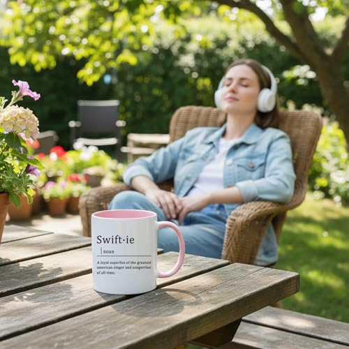 Toshiy Music Lover Coffee Mug, Swifie Mug, Musician Cup for Woman Christmas White Elephant Gifts for Music Lovers Fans 11OZ Pink - Image 3