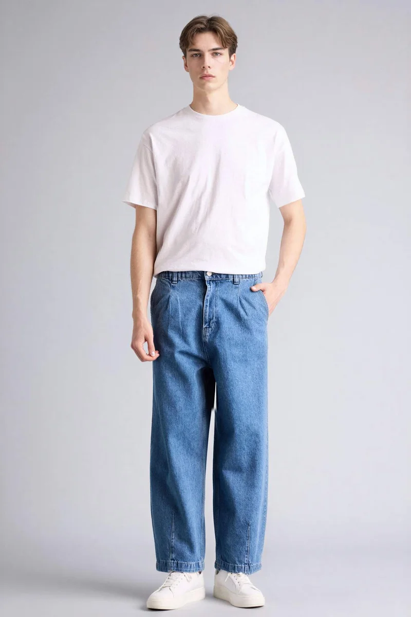 DeFacto Barrel Fit Elastic Waist Jeans