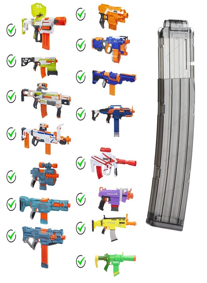 WORKER مشبك مخزن رصاصات بديل من نوع الموزة من WORKER، يتسع لـ 22 سهمًا، مناسب للعبة Nerf N-Strike Elite (أسود شفاف) - Image 3