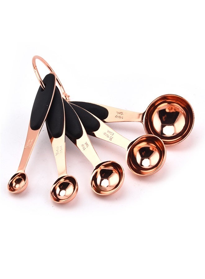 5-Piece Stainless Steel Measuring Spoon Set ,Copper Measuring Spoons Set, Coffee Baking Tool Heavy Duty Stainless Steel Rose Gold Cooking Sugar Scoop  - Image 3