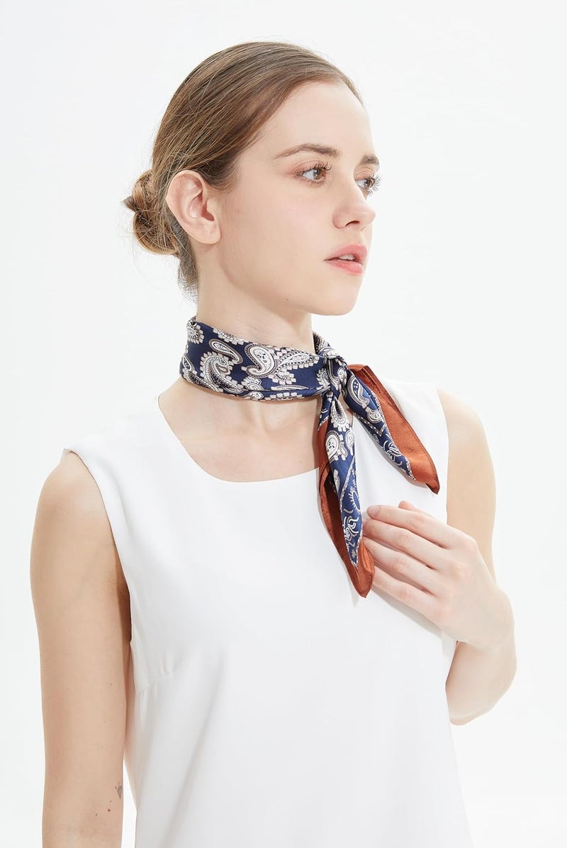 MEISEE Mulberry Silk Scarfs Women Small Square Scarf 21" x 21" Breathable Lightweight Neckerchief Headscarf - Image 2