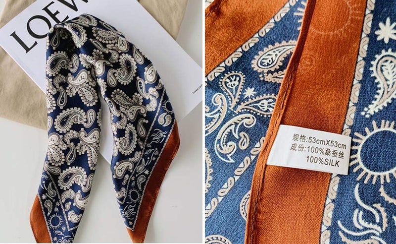 MEISEE Mulberry Silk Scarfs Women Small Square Scarf 21" x 21" Breathable Lightweight Neckerchief Headscarf - Image 5