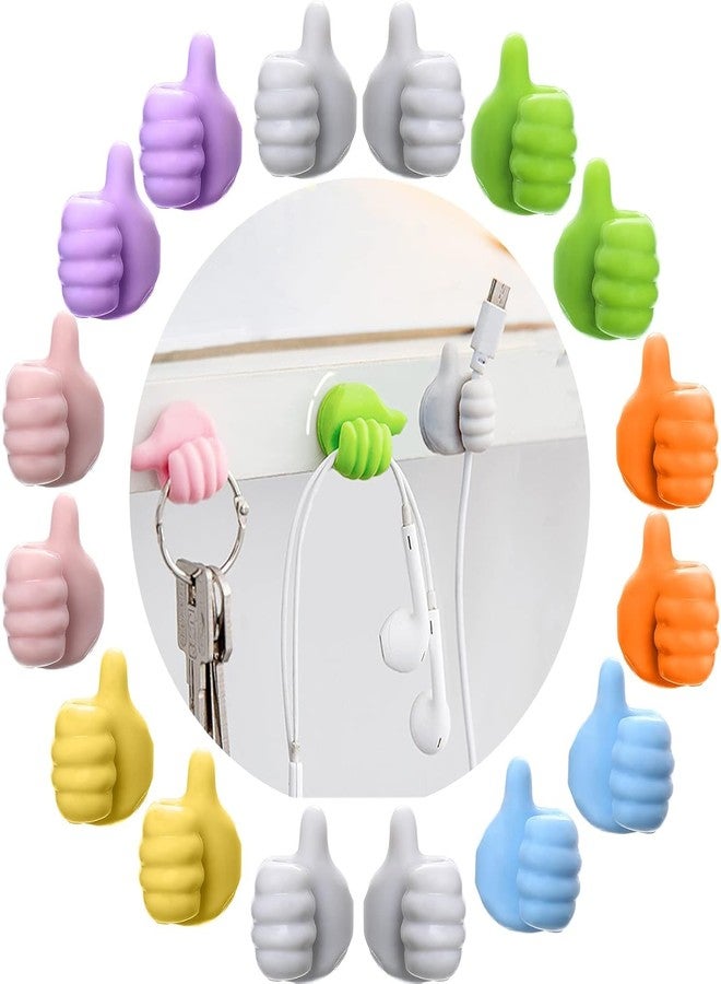 TheAntiSlip 16Pcs Creative Silicone Thumb Wall Hook – Self Adhesive Cable Organizer Clips | Multifunction Cord Holder & Key Hanger for Kitchen, Bathroom, Office, Car, Home & More - Image 1