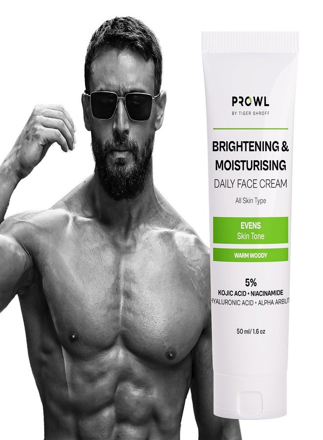 PROWL by Tiger Shroff Face Brightening Moisturizer Cream 5% Kojic Acid, Alpha Arbutin, Niacinamide & Hyaluronic Acid Daily Use Moisturiser For Dry Oily Combination All Skin Type, Warm Woody,50ml - Image 2
