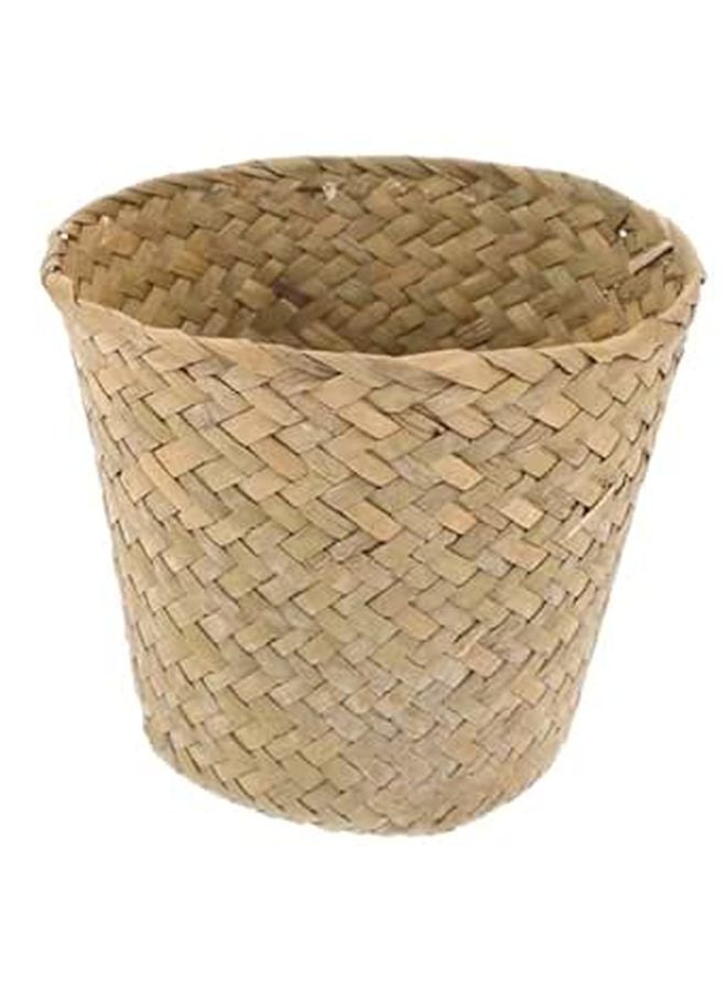 Natural Braided Seagrass Storage Bin Small Trash Basket For Living Room Bathroom - Image 1