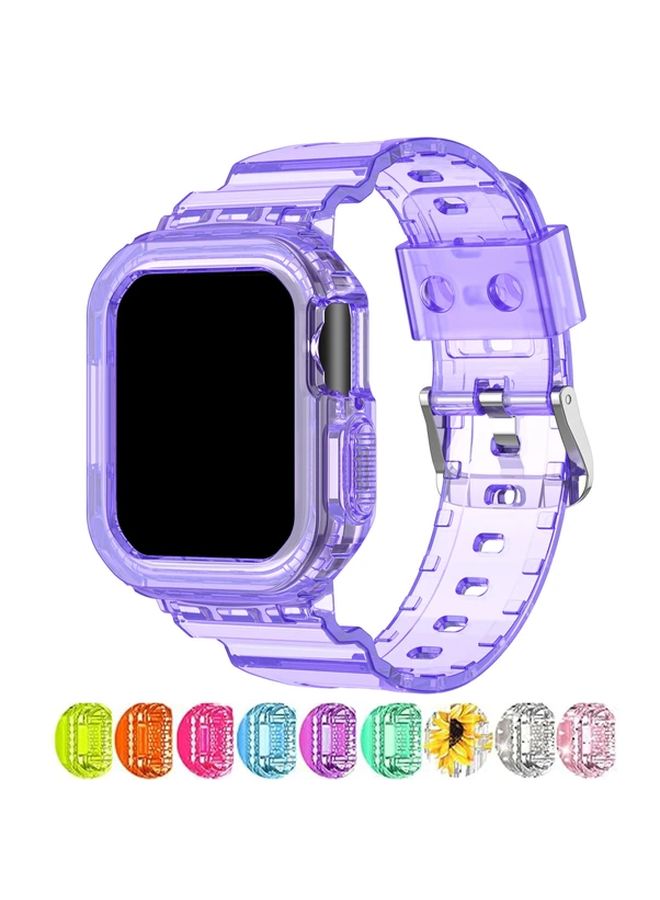 حزام iWatch شفاف وردي متوافق مع علبة لمقاس 44مم 45مم للسلسلة SE 9 8 7 6 5 4 - Image 1