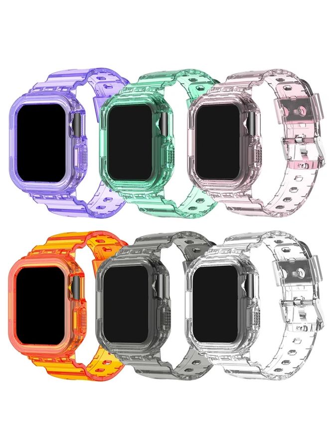 حزام iWatch شفاف وردي متوافق مع علبة لمقاس 44مم 45مم للسلسلة SE 9 8 7 6 5 4 - Image 4