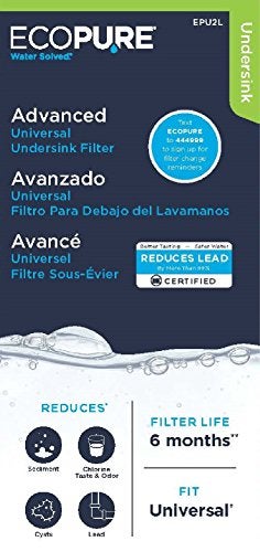 EcoPure EPU2L Replacement Water Filter, White/Blue - Image 2