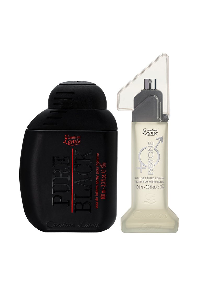 Creation Lamis عطر بلاك النقي للرجال 100 مل وعطر للجميع بخاخ تواليت للجنسين 100 مل (حزمة كومبو) - Image 1