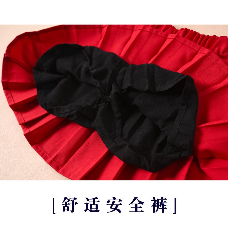 Middle And Big School Students Black Red School Uniform Skirt Performance Children'S Short Skirt Girls Pleated Skirt Skirt - Image 4