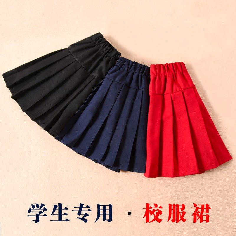 Middle And Big School Students Black Red School Uniform Skirt Performance Children'S Short Skirt Girls Pleated Skirt Skirt - Image 1