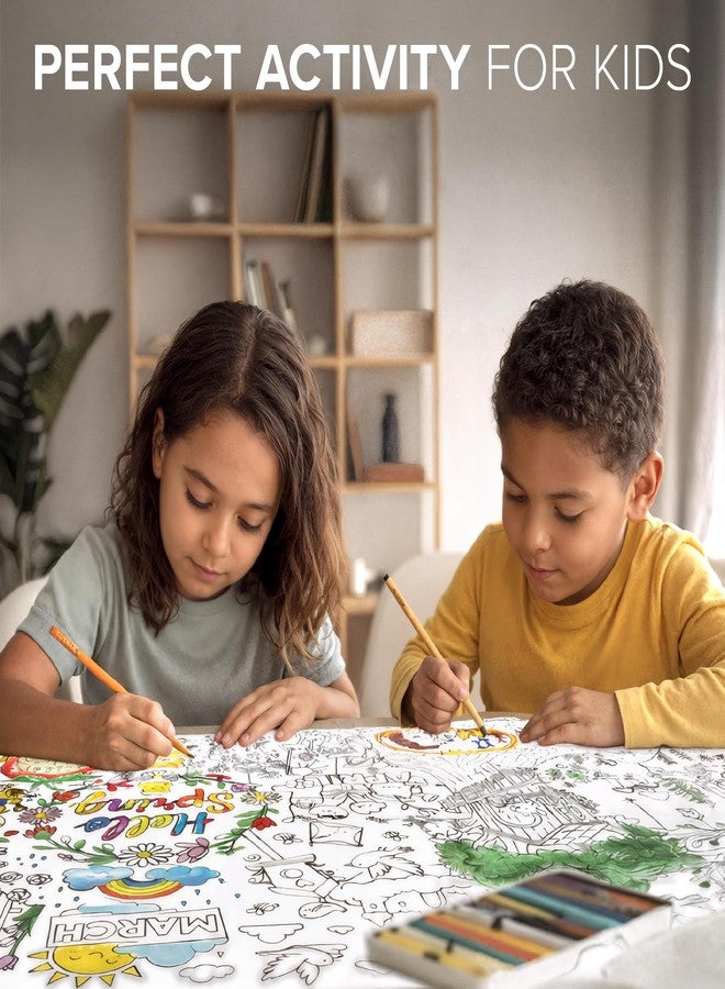 X-Protector Hello Spring! Giant Coloring Poster 75x30 in - Large Coloring Table Cloth for Kids - Jumbo Paper Tablecloth Poster Sheet - Fun Hello Spring! Activities for Kids & Adults! - Image 4