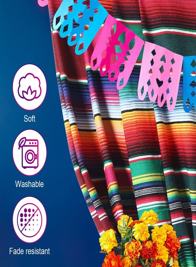Panelee 12 Pcs Mexican Serape Table Runners Mexican Theme Party Table Decorations Colorful Striped Serape Table Blanket Runner Tablecloth for Cinco de Mayo Mexican Fiesta Party, 14 x 84 Inch (Multi Colors) - Image 4