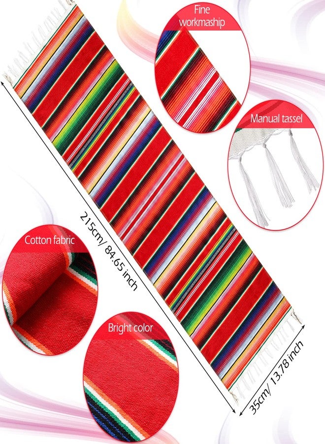 Panelee 12 Pcs Mexican Serape Table Runners Mexican Theme Party Table Decorations Colorful Striped Serape Table Blanket Runner Tablecloth for Cinco de Mayo Mexican Fiesta Party, 14 x 84 Inch (Multi Colors) - Image 2