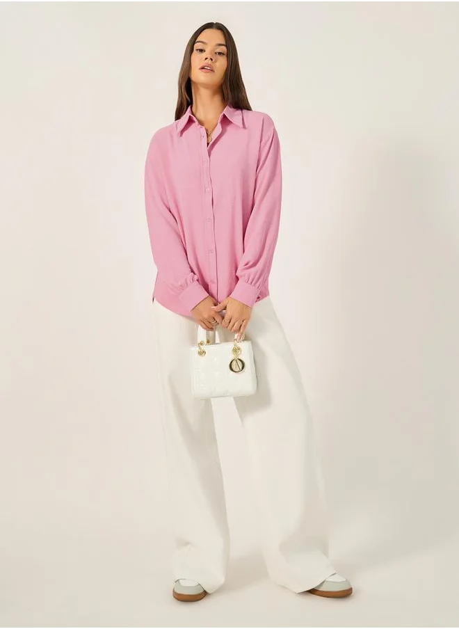 Styli Oversized Solid Collared Shirt