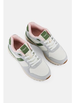 Algspar Women Brand Logo Lace Up Hiking Shoes, Off-White  - Image 4