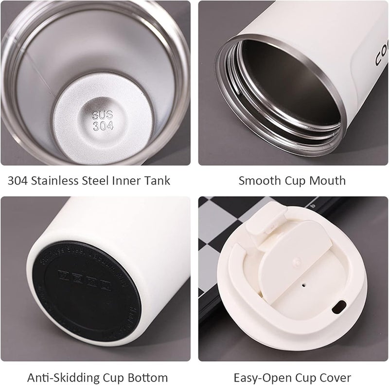 Eacam 380mL Stainless Steel Coffee Cup, Leakproof Insulated Thermal Cup Car Coffee Cup Stainless Steel Vacuum Insulated Coffee Mug for Hiking, Camping & Traveling - Image 4