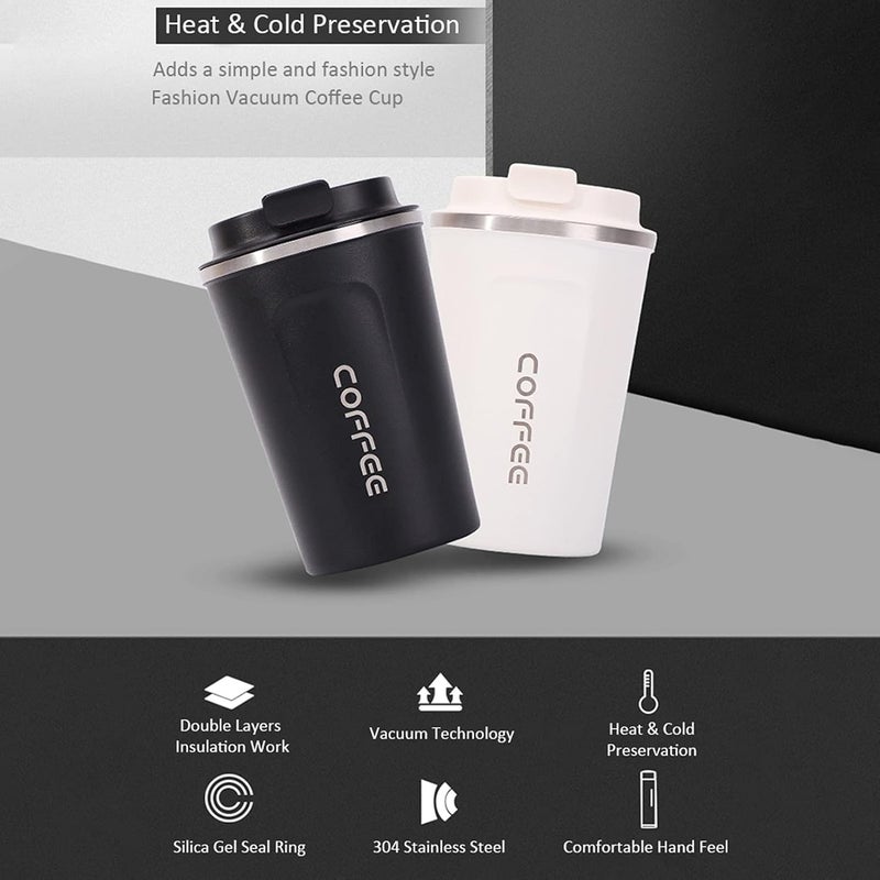 Eacam 380mL Stainless Steel Coffee Cup, Leakproof Insulated Thermal Cup Car Coffee Cup Stainless Steel Vacuum Insulated Coffee Mug for Hiking, Camping & Traveling - Image 5
