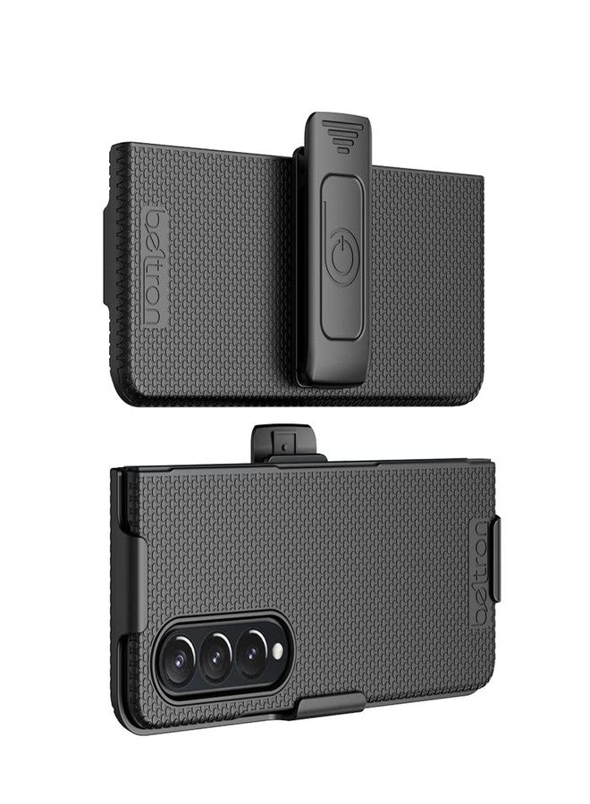 جراب BELTRON مع مشبك لهاتف Galaxy Z Fold 4 5G، غطاء حماية نحيف مع حزام دوار وحافظة مدمجة، مصمم لهاتف Samsung Galaxy Z Fold4 5G (SM-F936 2022) - أسود - Image 3
