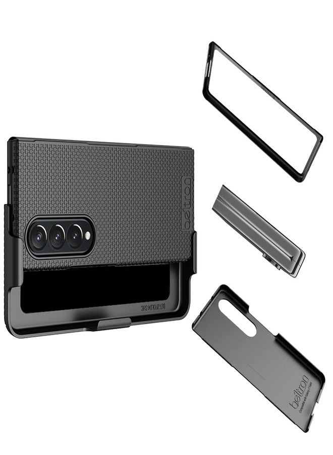 جراب BELTRON مع مشبك لهاتف Galaxy Z Fold 4 5G، غطاء حماية نحيف مع حزام دوار وحافظة مدمجة، مصمم لهاتف Samsung Galaxy Z Fold4 5G (SM-F936 2022) - أسود - Image 5