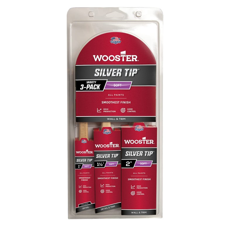 Wooster Brush 5229 Silver Tip Variety 3 Pack - Image 1