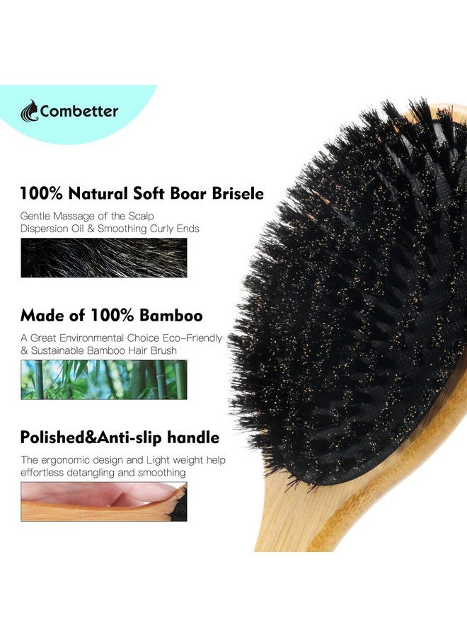 Combetter 100% Boar Bristle Hair Brush, Eco-Friendly Hairbrush For Women Men & Kids, Hair Smoothing And Massaging Detangling, Enhance Shine &Health - Image 2