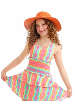 La Mer Girls' swimsuit dress with bright colors and a soft feminine touch  - Image 1