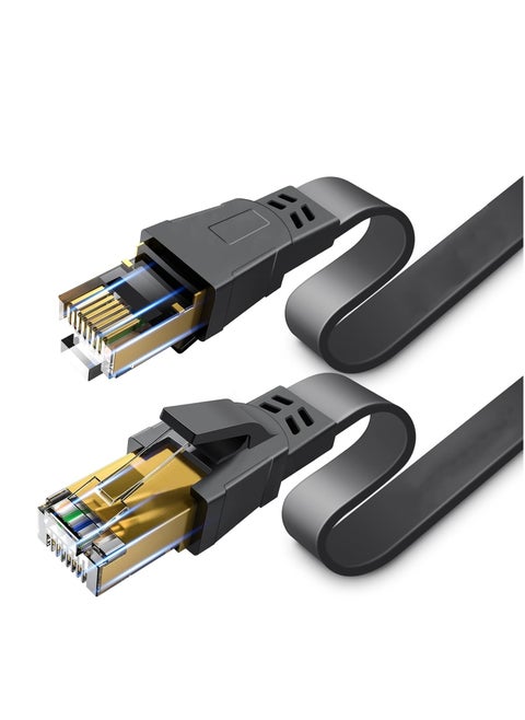 كابل Cat8 إيثرنت، 40GBPS 2000Mhz كابل شبكة LAN مسطح، سلك إيثرنت موصل RJ45 عالي السرعة 10M لمودم، راوتر، سويتش، PS5/PS4/PS3، إكس بوكس، كمبيوتر محمول