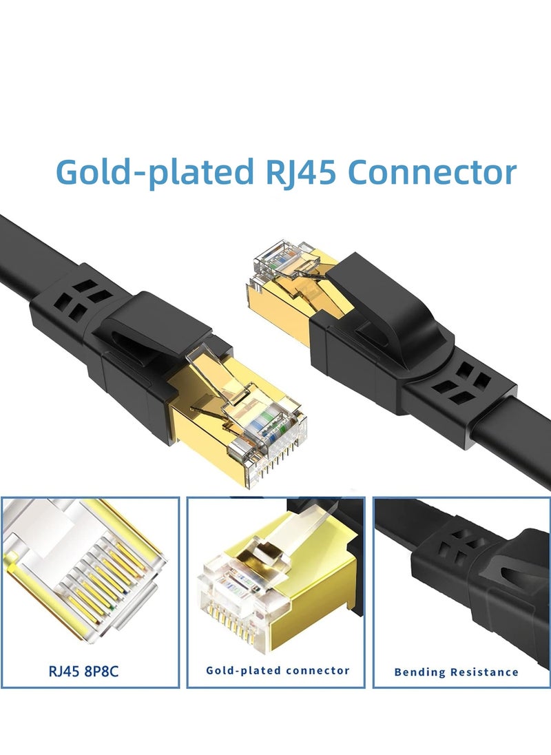 XICEN - Cat8 Ethernet Cable, 40GBPS 2000Mhz Flat LAN Network Cable, High Speed Shielded Internet Network Patch Cord with Gold Plated RJ45 Connector for Modem, Router, Switch, PS5/PS4/PS3, Xbox (10 Meters) - Image 1