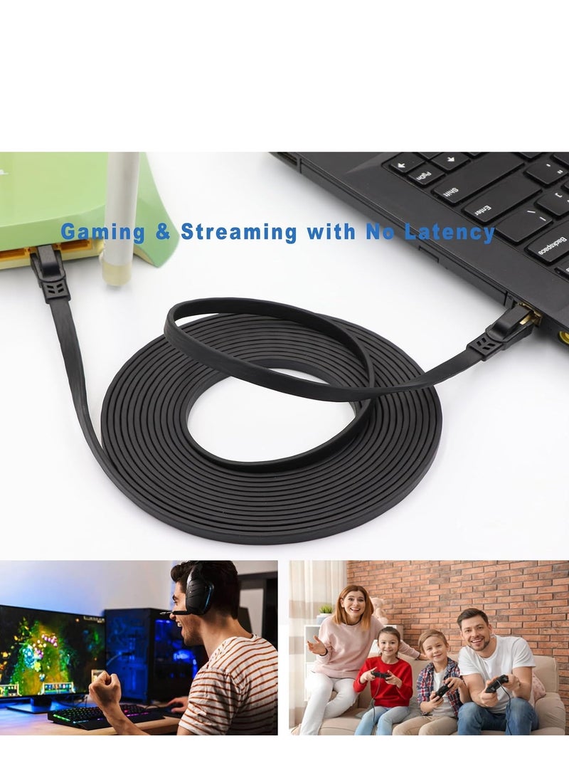 XICEN - Cat8 Ethernet Cable, 40GBPS 2000Mhz Flat LAN Network Cable, High Speed Shielded Internet Network Patch Cord with Gold Plated RJ45 Connector for Modem, Router, Switch, PS5/PS4/PS3, Xbox (10 Meters) - Image 1