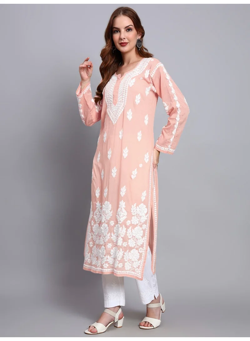 Alaya Women Hand Embroidered Chikankari Cotton Kurta -AL3723
