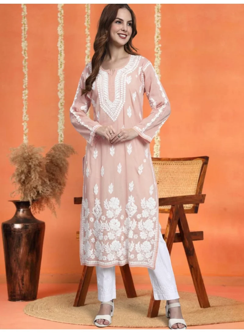 Alaya Women Hand Embroidered Chikankari Cotton Kurta -AL3723