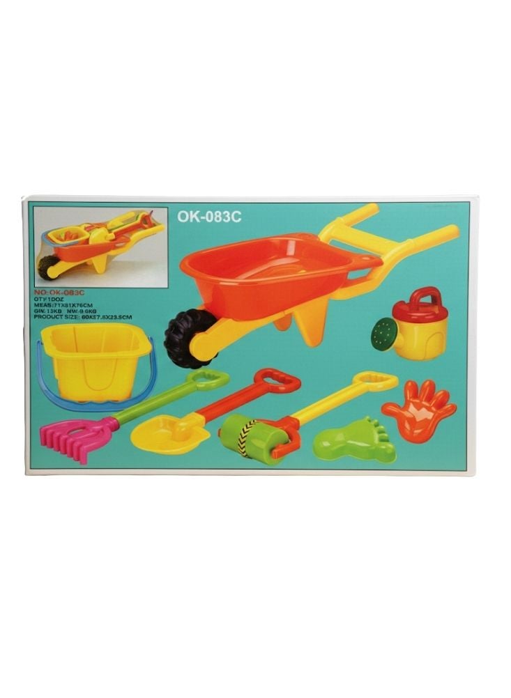 بريميم مجموعة أدوات البستنة للأطفال مع عربة يدوية - مجموعة ألعاب رملية وحدائق خارجية ملونة للأطفال الصغار - Image 1