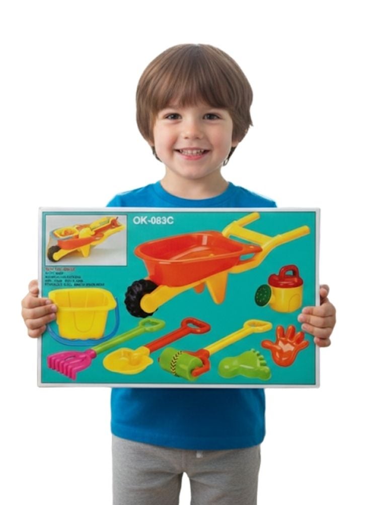 بريميم مجموعة أدوات البستنة للأطفال مع عربة يدوية - مجموعة ألعاب رملية وحدائق خارجية ملونة للأطفال الصغار - Image 2