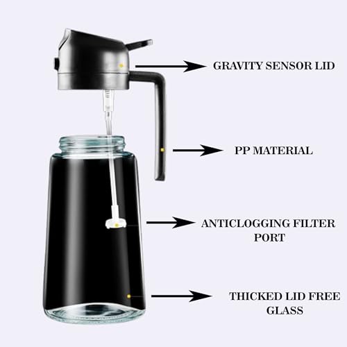 Sulfar 2 in 1 Olive Oil Sprayer and Oil Dispenser Bottle for Kitchen, Glass Oil Bottle with Premium Nozzle, Oil Sprayer for Air Fryer, Salad, BBQ, Roasting (Multicolor) (Pack of 1) 500ml - Image 2