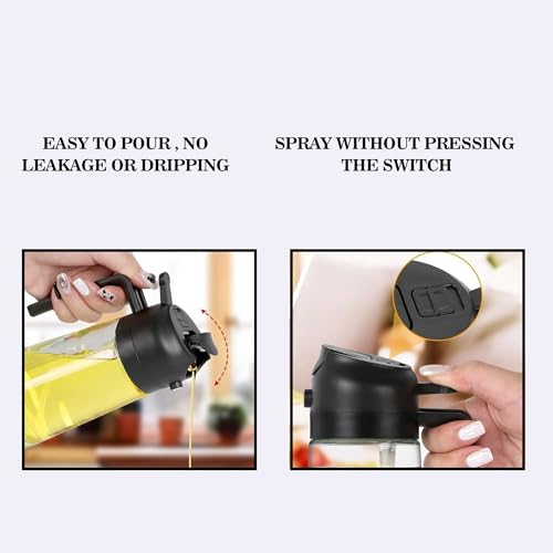 Sulfar 2 in 1 Olive Oil Sprayer and Oil Dispenser Bottle for Kitchen, Glass Oil Bottle with Premium Nozzle, Oil Sprayer for Air Fryer, Salad, BBQ, Roasting (Multicolor) (Pack of 1) 500ml - Image 5