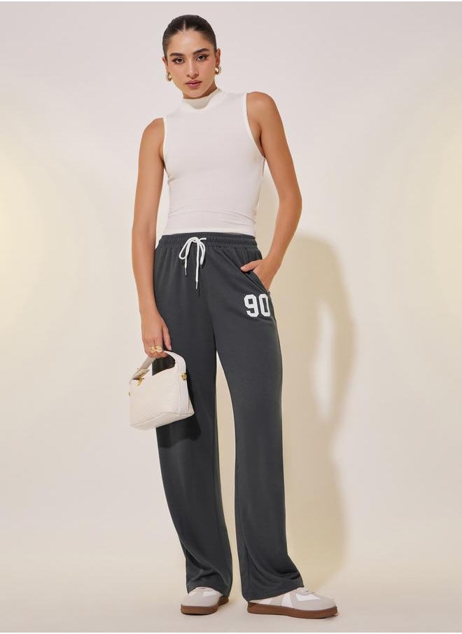 Take Two Take Two Soild Letter Print Loose Fit Pants  - Image 1