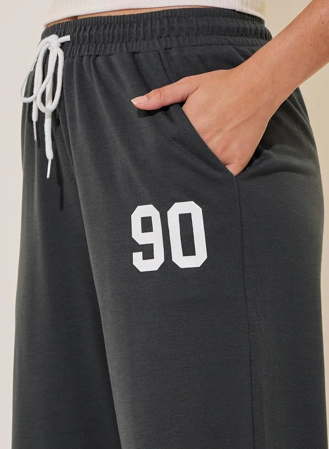 Take Two Take Two Soild Letter Print Loose Fit Pants