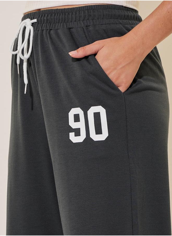 Take Two Take Two Soild Letter Print Loose Fit Pants  - Image 3