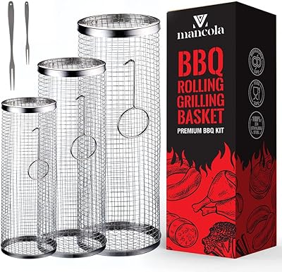 mancola mancola BBQ Net Tube-Rolling Grilling Basket,Rolling Grilling Baskets for Outdoor Grilling,Round Stainless Steel BBQ  - Image 1