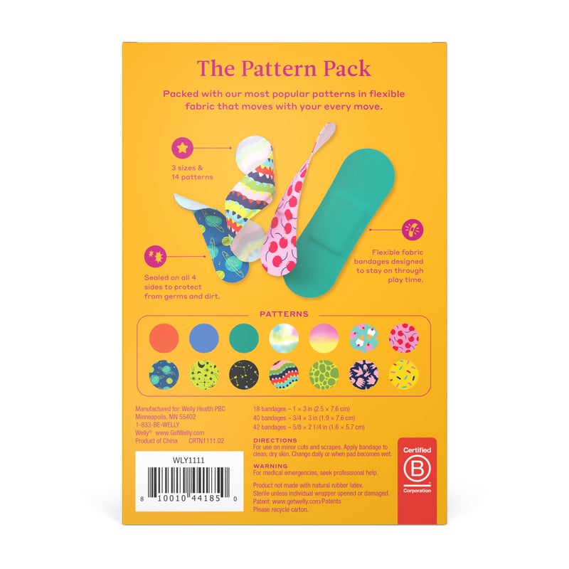 Welly Bravery Badge Value Pack | Adhesive Flexible Fabric Bandages | Assorted Shapes and Patterns for Minor Cuts, Scrapes, and Wounds - 100 Count - Image 2