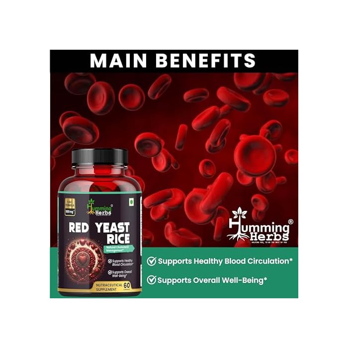 Humming Herbs Red Yeast Rice 1100mg with CoQ10, Policosanol, Beta Sitosterol & Lycopene Formula 60 Capsules - Image 4