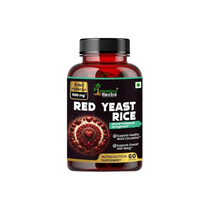 Humming Herbs Red Yeast Rice 1100mg with CoQ10, Policosanol, Beta Sitosterol & Lycopene Formula 60 Capsules - Image 1