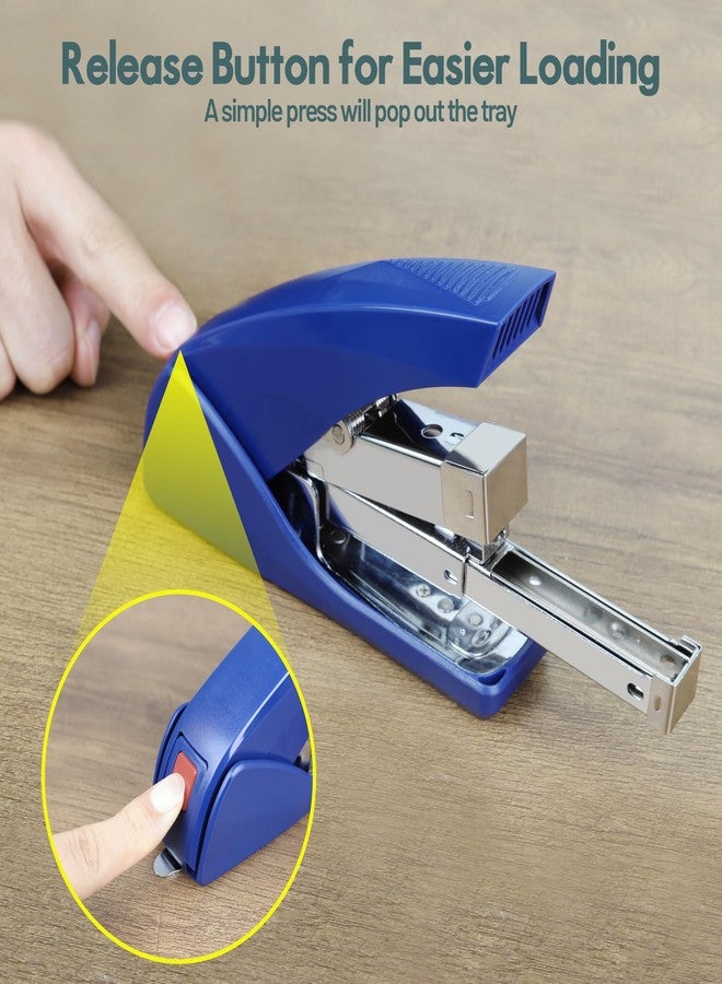 AFMAT Effortless Stapler for Desk, 50 Sheet Capacity, Low Force, Built-in Staple Remover, One Finger Touch Stapling Desktop Stapler, Portable & Space Save Size, Good for Home & Office, Blue - Image 4