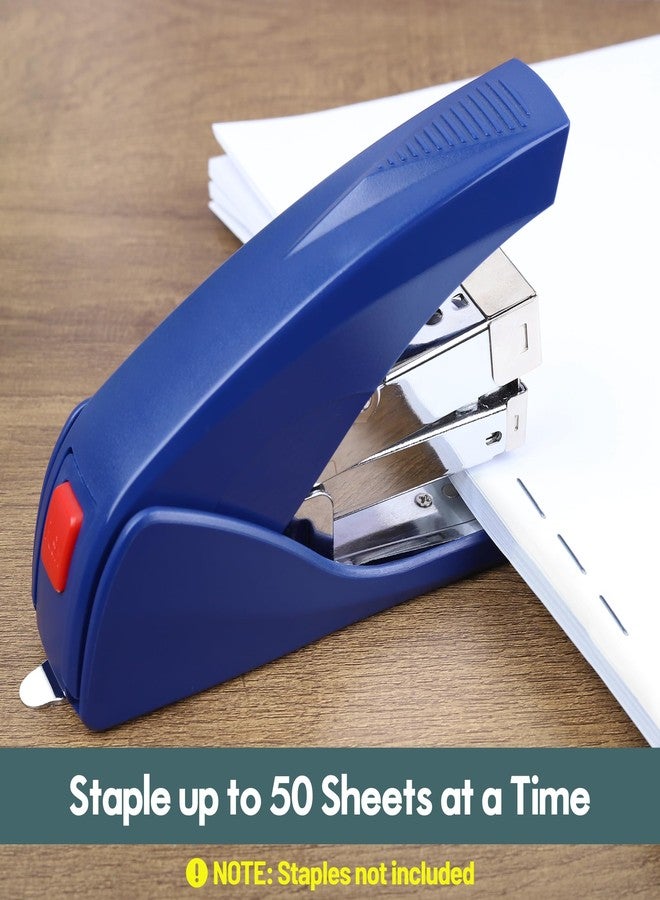 AFMAT Effortless Stapler for Desk, 50 Sheet Capacity, Low Force, Built-in Staple Remover, One Finger Touch Stapling Desktop Stapler, Portable & Space Save Size, Good for Home & Office, Blue - Image 3